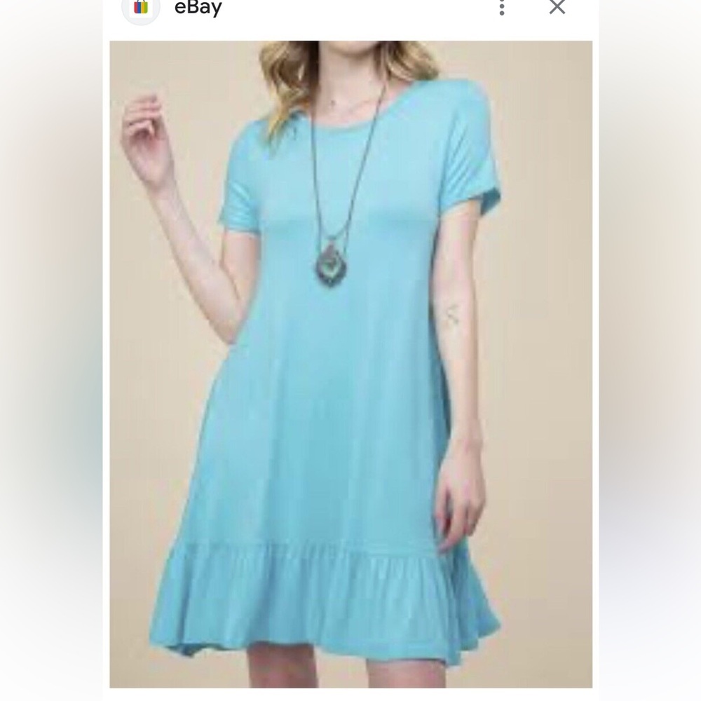 J Jill Light Blue Short Sleeve Dress raffle hem butter soft size 3x Lagan look